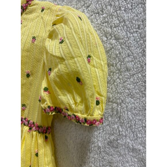 Vintage style Yellow Cottagecore Prairie Maxi no sz tag Bridgerton Girlycore - Picture 8 of 10